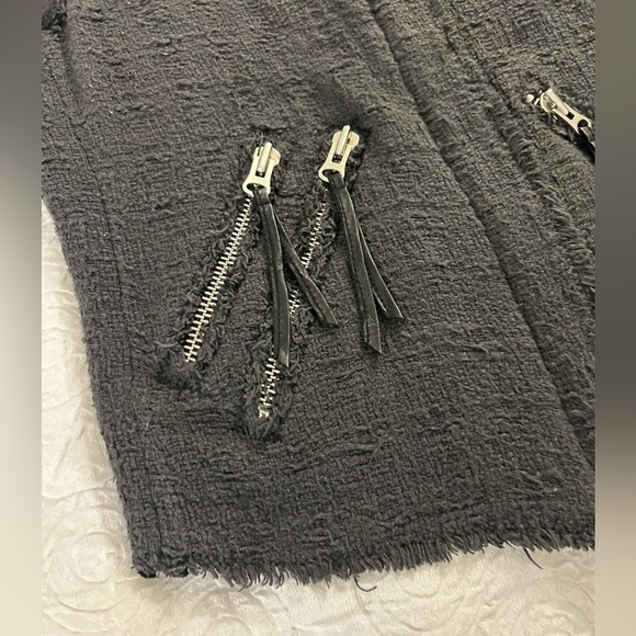 Rebecca Taylor Cotton/Lamb Leather Tweed Moto Vest/ jacket Size 8 - Picture 4 of 9